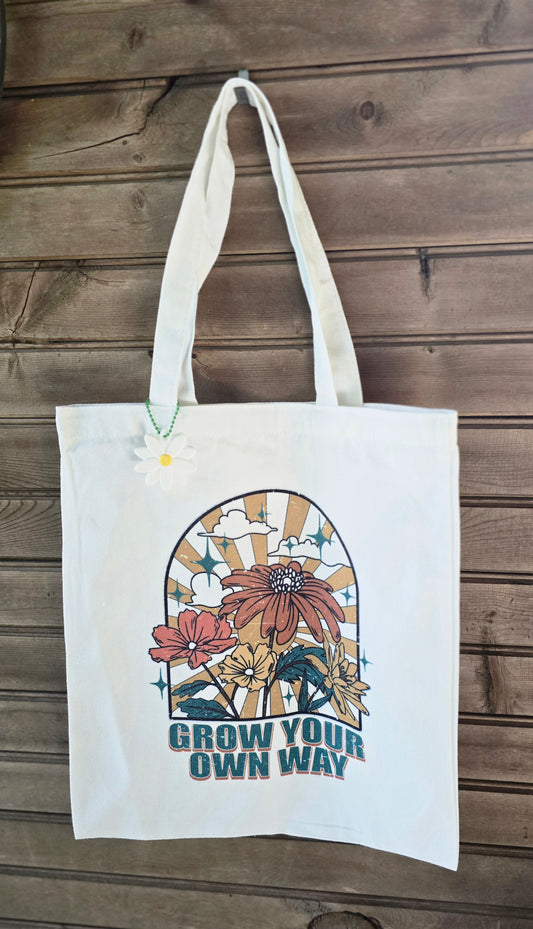 'Grow Your Own Way' Tote with Daisy Keychain